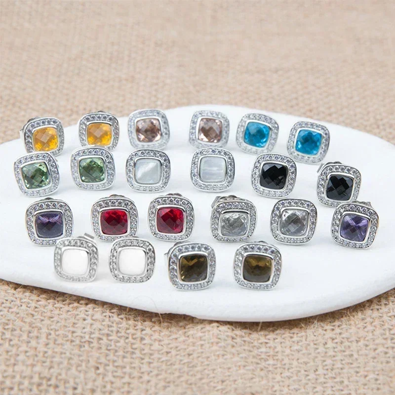 

DY S925 Silver 7 Mm Zircon Faux Agate, Suitable for Women's Wedding Earrings and Festive Gift Punk for Men's and Women's Jewelry
