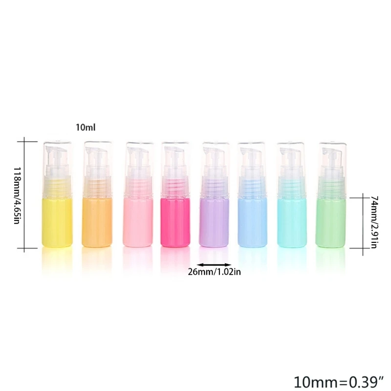 8 個 10 ミリリットルマカロンキャンディーカラー詰め替え空ボトル化粧品サンプルポンプバイアル容器化粧クリームローションポットドロップシッピング