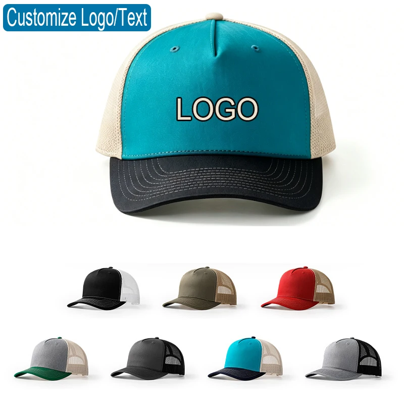High Quality Custom Logo 5-Panel Slightly Curved Mesh Trucker Hat Plain Outdoor Dad Hat Sun Protection Sports Baseball Cap
