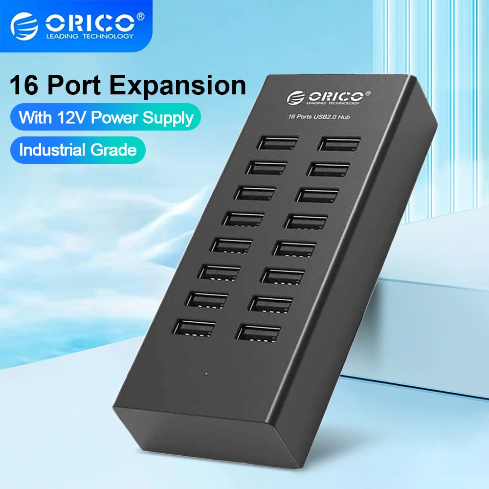 

ORICO Промышленный USB-концентратор 16-портовый алюминиевый USB-разветвитель Адаптер питания Док-станция для компьютерных аксессуаров Официальный магазин Orico