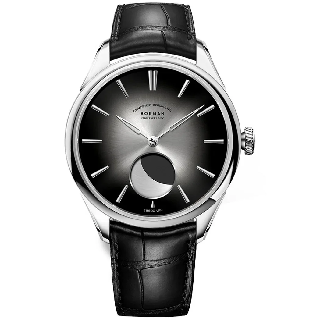Borman Herren-Automatikuhren, luxuriöse Mondphase, männliche Uhr, mechanische Armbanduhr, modisch, 50 m wasserdicht, Saphir-Lederarmband 5