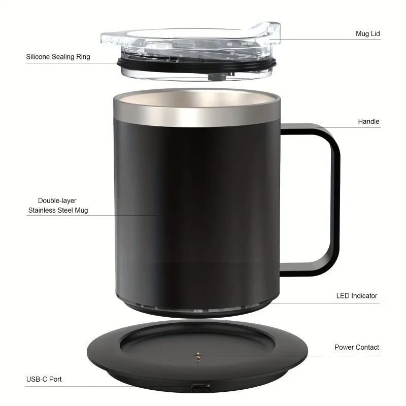 

1pcs USB Powered Smart Mug Warmer Coffee Heater Stainless Steel Heating Cup for Office Home Car - Portable Desk Cup Warmer