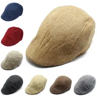 Summer Men Women Beret Hat Fashion Cotton Linen Peaked Cap Outdoor Newsboy Style Gatsby Hats Visor Unisex Duckbill Ivy Flat Caps