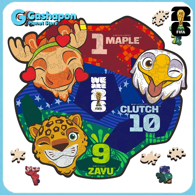

Деревянный 3D-пазл Clutch Maple Zayu Чемпионат мира по футболу FIFA 2026: США, Канада, Мексика. Коллекционная игрушка для футбольных фанатов, семейная игра, развивающая мозг.