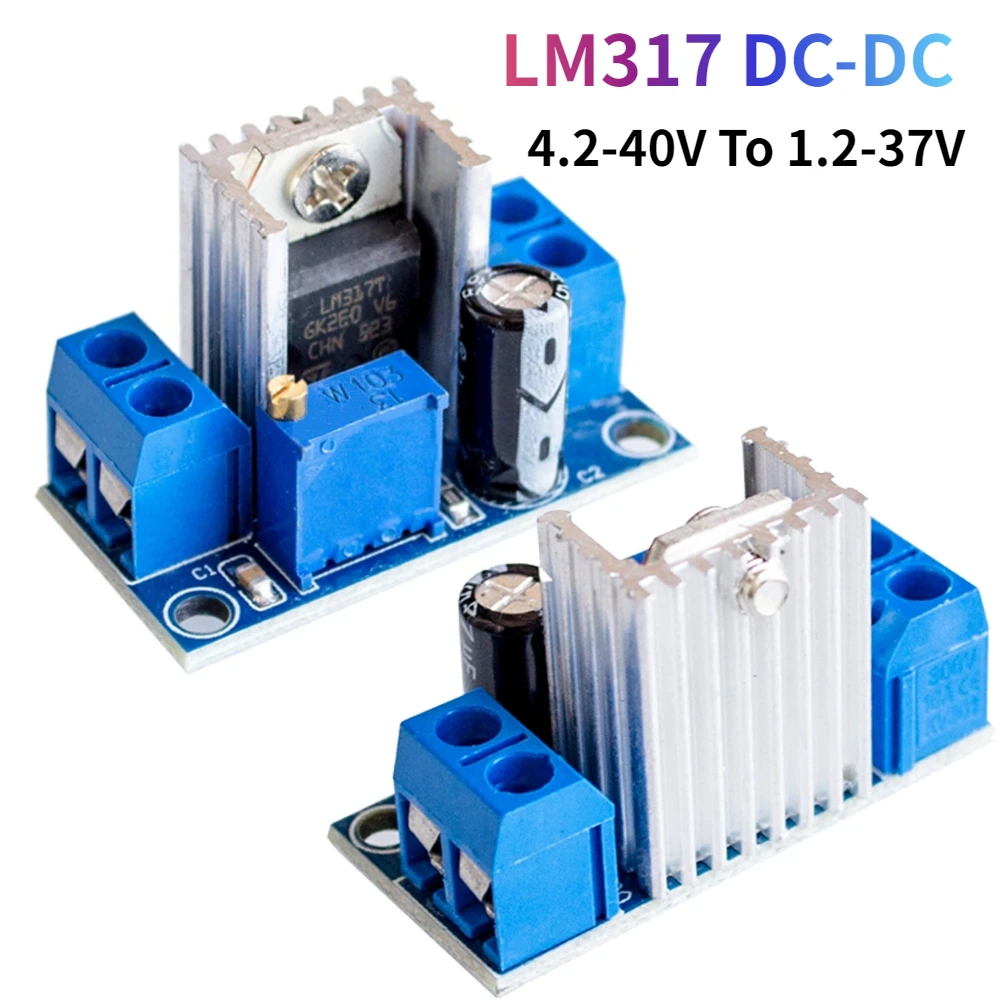 1/5PCS LM317 Modulo Regolatore di Tensione Regolabile DC 4.2V-40V a 1.2V-37V Step-Down Converter Scheda di Alimentazione Lineare