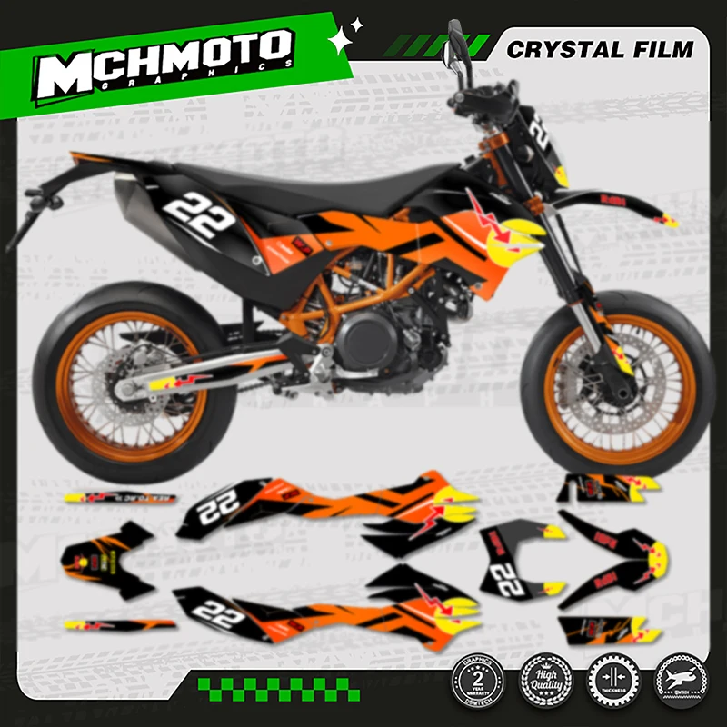 MCHMFG موتوكروس الرسومات خلفية الشارات ملصقات أطقم ل KTM SMC-R 690 2012-2018 اسم الرقم مخصص #3