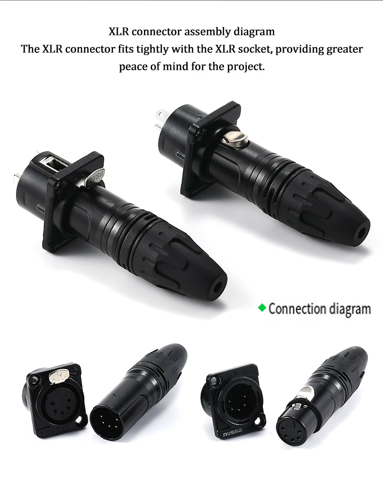 5-pin XLR Male to Female DMX512 Cable for Stage Lighting Moving Head Beam Light, Durable & Stable Signal Transmission