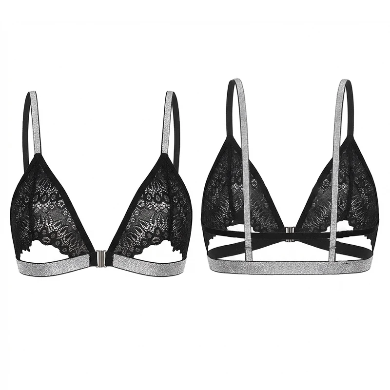 

Ladies' Bra With A Shiny Silver Ribbon Sexy Bra Top Comfortable And Breathable Strap Bra