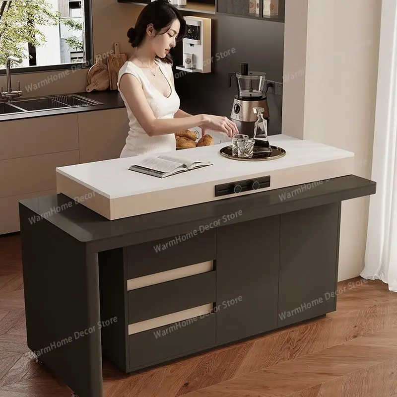

New Household Kitchen Island Rotatable Retractable Rock Slab Kitchen Island Small Apartment Home Furniture Mutfak Adasi XY40DT