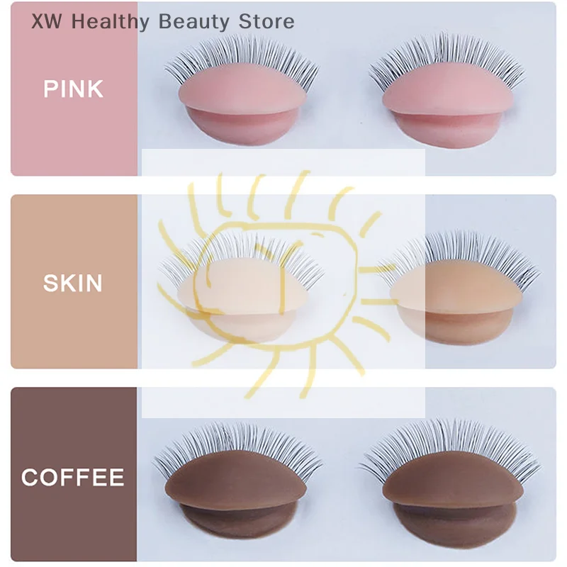 3Pairs/Set Replacement False Eyelash Extension Practice Head Model Silicone Removable Eyelids Tattoo Training Eyes Mannequin