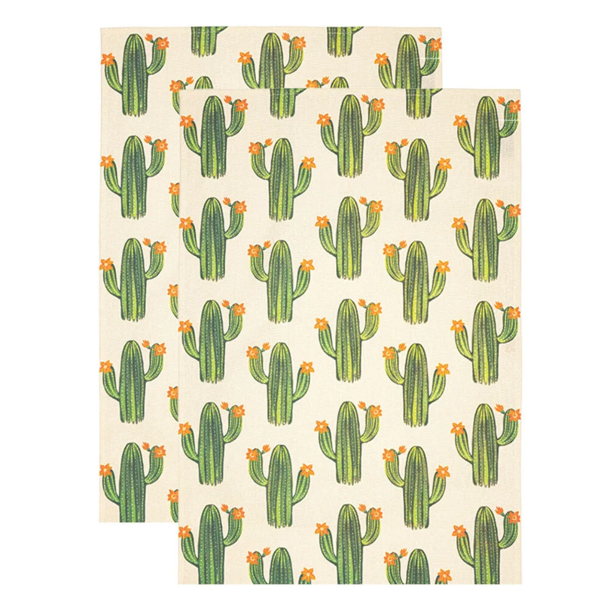 2 cotton dish towels for a set of cactus designs