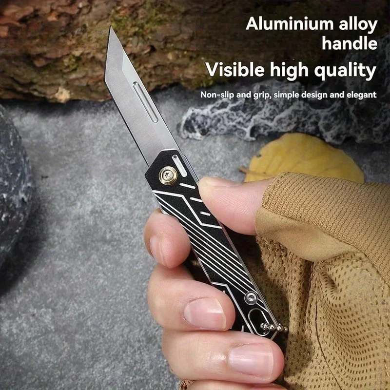 Portable Folding Pocket Knife, Stainless Steel Blade, Travel Camping Unboxing Cutting Tool, Keychain Pendant