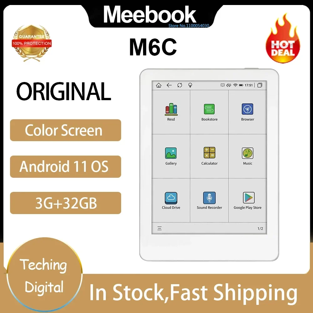 Original Meebook M6C Ebook Reader Colorful Screen Ereader 3G RAM 32GB ROM 6inch Color Ink Screen Android 11 Open System