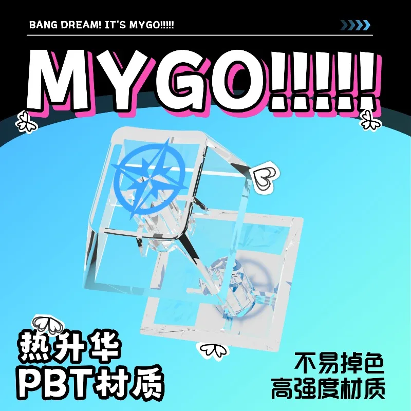 MYGO Anime Keycap PC Transparent Cherry Profile Custom Mechanical Keyboard Keycaps for ROG Made Wooting Keyboards Accessories