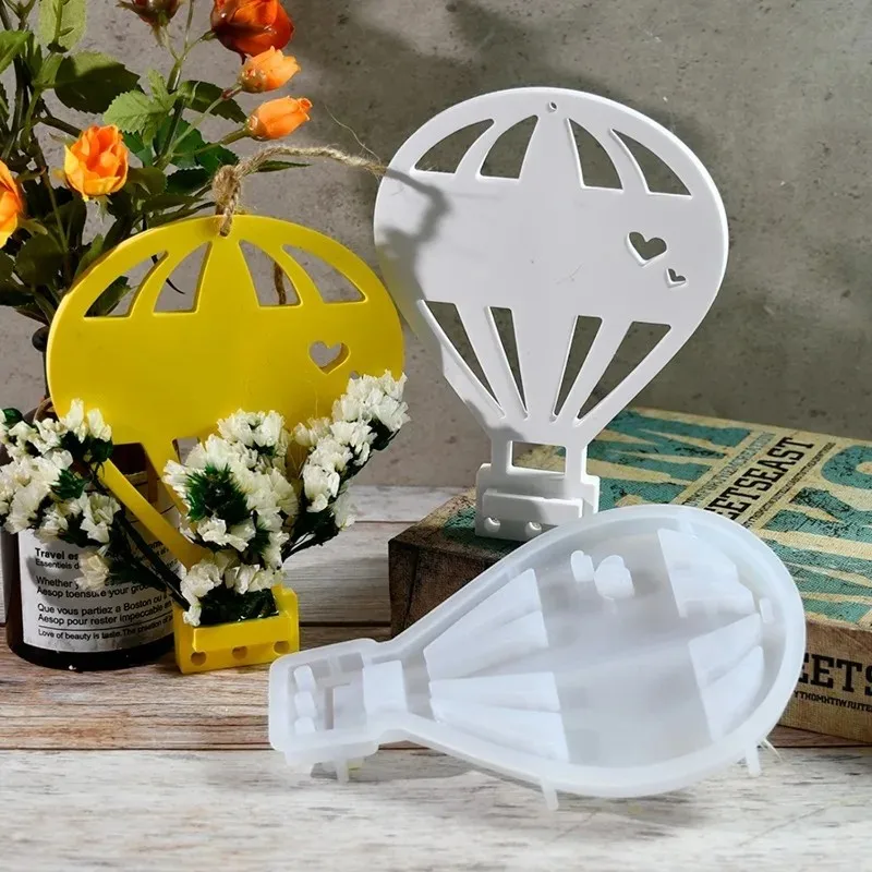 Romantic Hot Air Balloon Flower Arrangement Ornament Silicone Mold for DIY Gypsum Handmade Pendant Resin Handicrafts Decoration