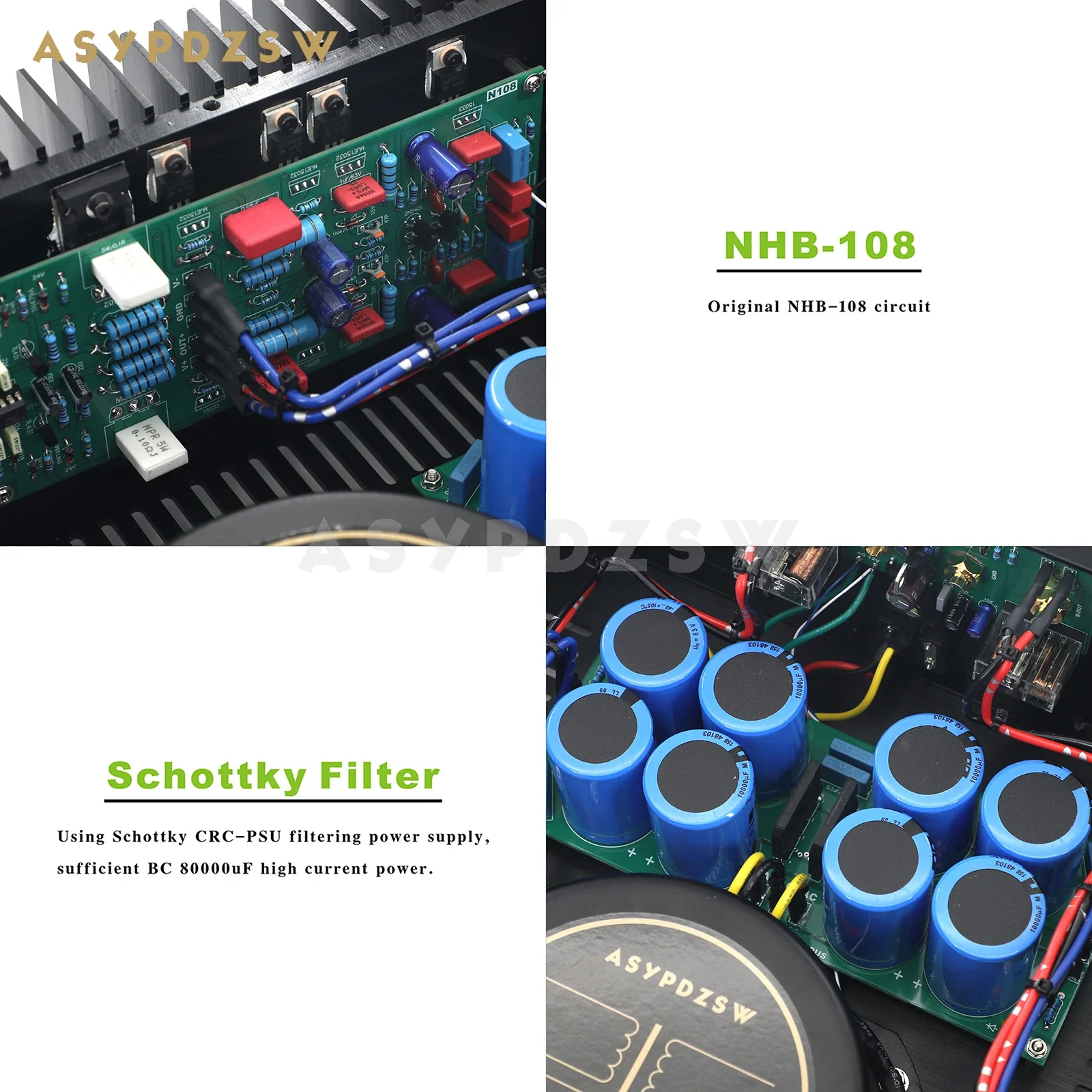 N108 Stereo-Klasse AB, geringe Verzerrung, minimalistischer, reiner Breitband-Leistungsverstärker, Basis auf Dartzeel NHB-108 100 W x 2