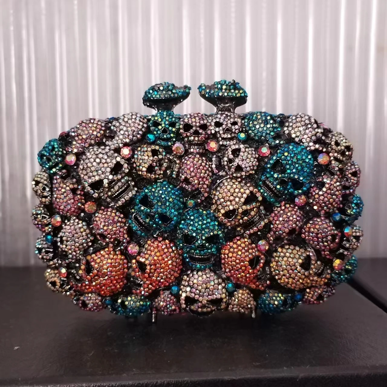 Lady Skull Crystal Clutches Halloween Rhinestones Clutch Purse Evening Bag Party Prom Handbags Women Wedding Bridal Gift Purses