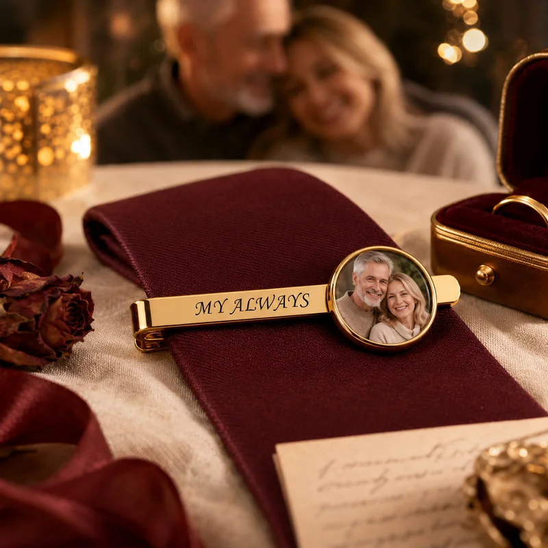 Personalized Custom Photo Tie Clip , Customized Picture Metal Tie Clasp, Wedding Anniversary Groom Keepsake Gift for Him