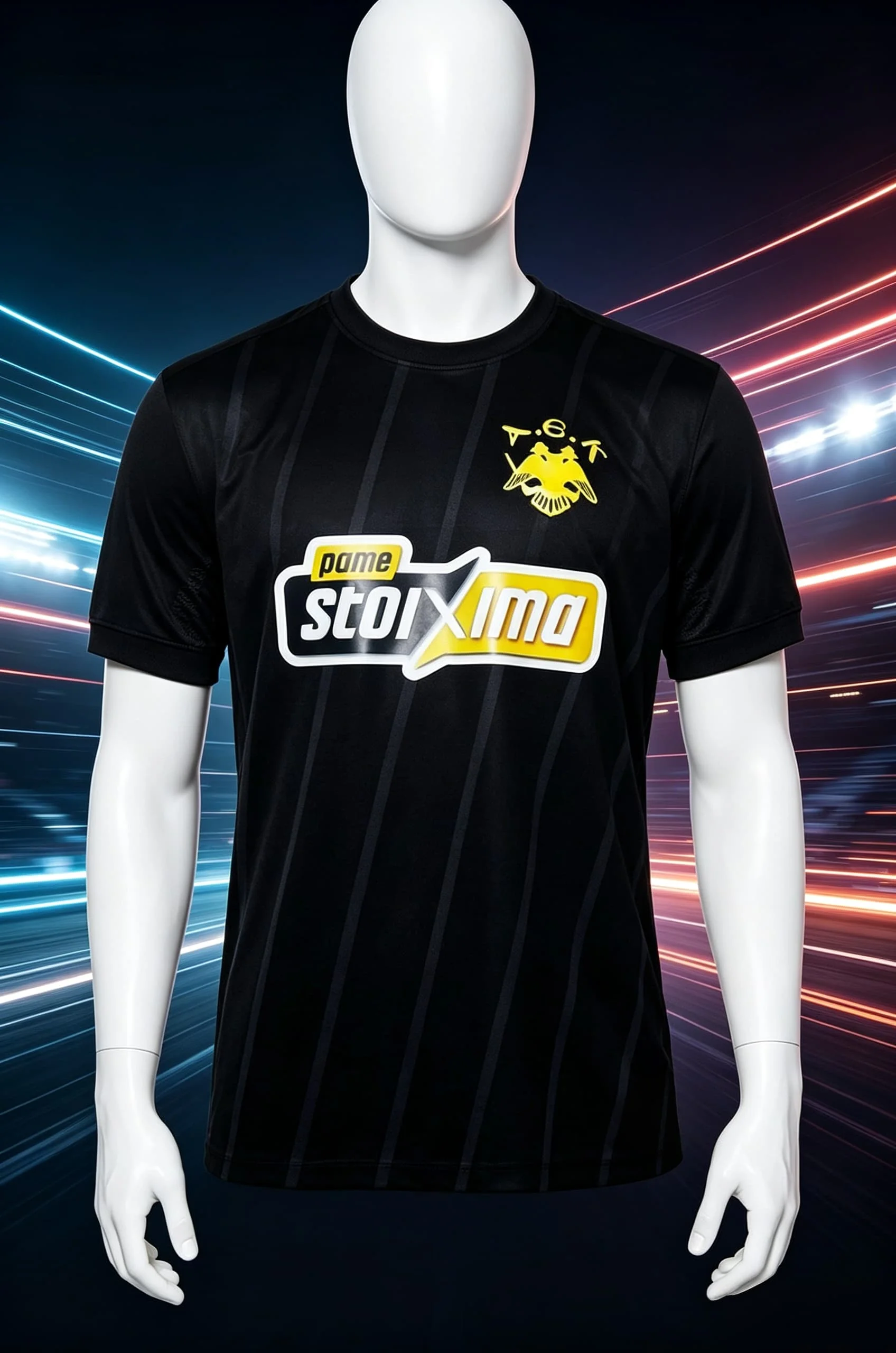2027 Men AEK Athens Home Soccer Jersey Yellow Black Vertical Stripes Short Sleeve Quick Dry Football Fan Uniform Family Matching