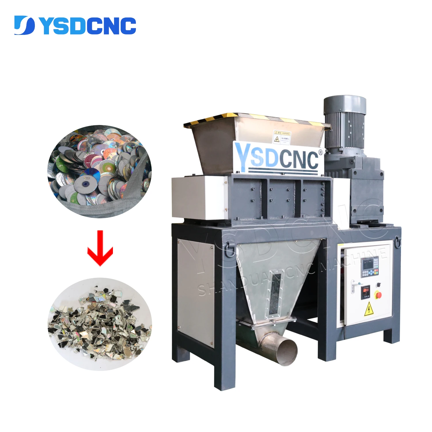 High Speed PP Raffia Nonwoven HDPE Film Double Shaft CD Plastic Shredder Shredding Crushing Machine