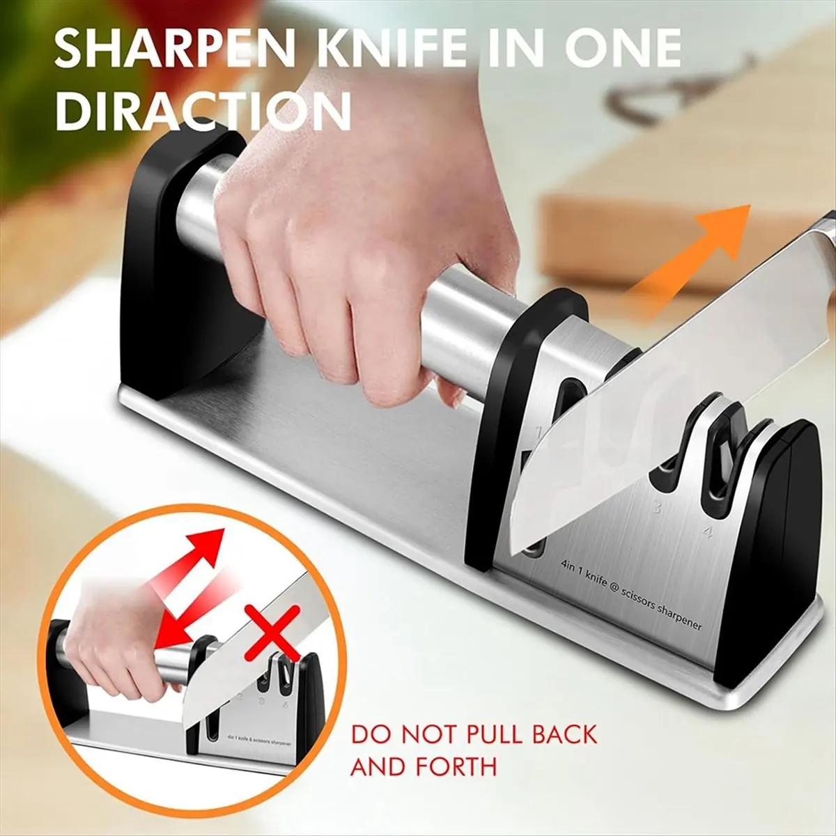 

ABZF Knifes Sharpeners, 4 in 1 Professional Chef'S Kitchen Knifes Accessories, Kitchen Blade & Scissors Sharpening Tool