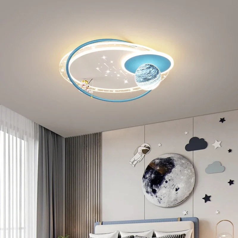 SANDYHA Modern LED Ceiling Lamp Kid Room Home Decor Girls Boys Children\'s Bedroom Planet Astronaut Design Lighting Chandelier