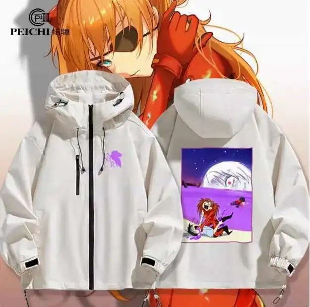 

Anime EVA Asuka Langley Soryu Windbreaker Jacket Hoodie Cosplay Autumn Winter Men Women Coat Loose Tops anime