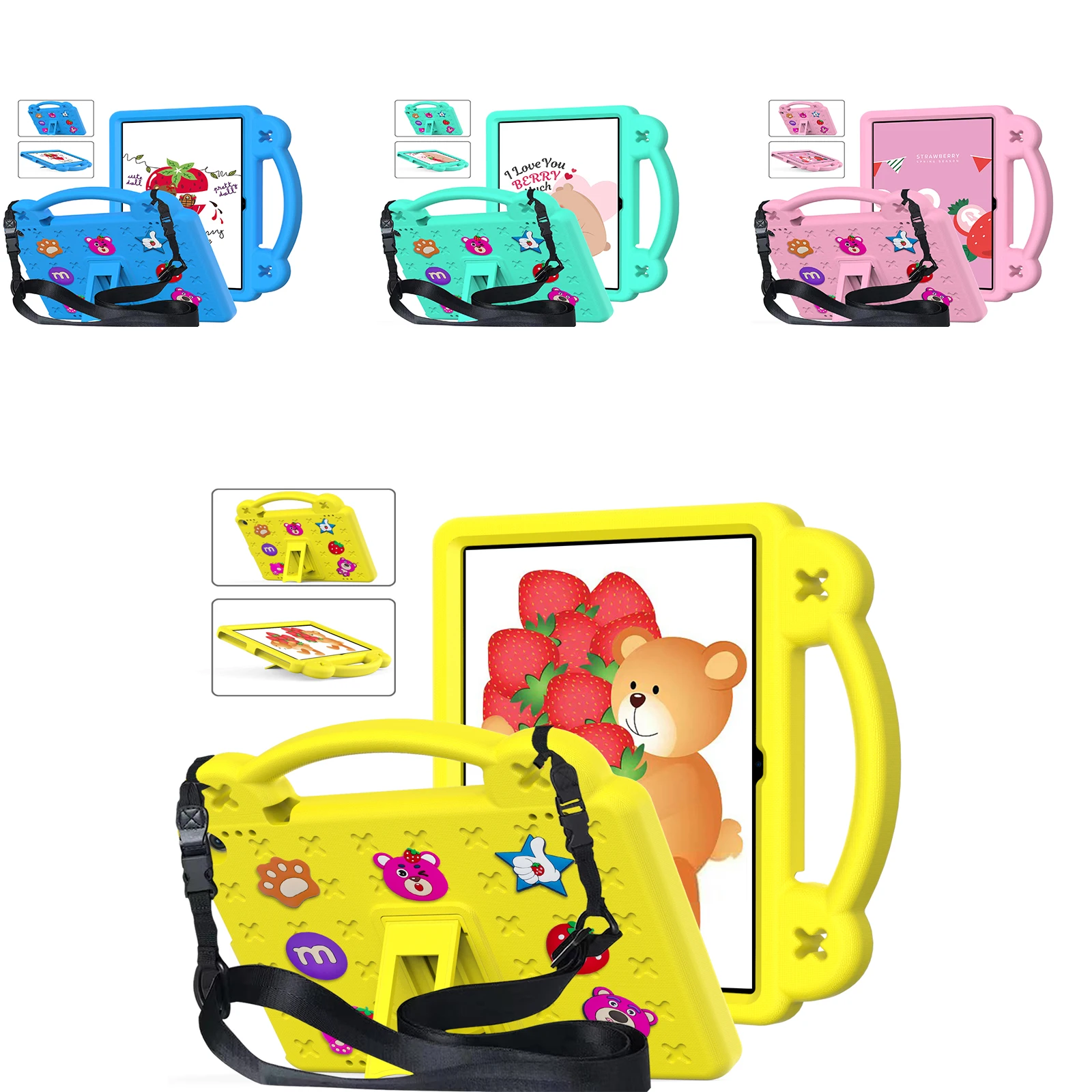 

Tablet Cover for Amazon Kindle Fire HD8 PLUS 2024 2022 2020 HD 10 2021 Shockproof Cartoon EVA Bear Kids Case Protective Shell