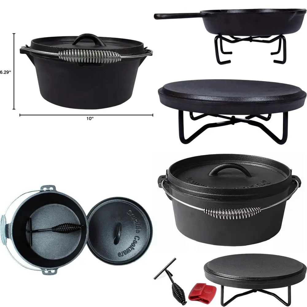 

Чугунная жаровня с покрытием, 4,1 л, с крышкой, подставкой и силиконовыми накладками на ручки