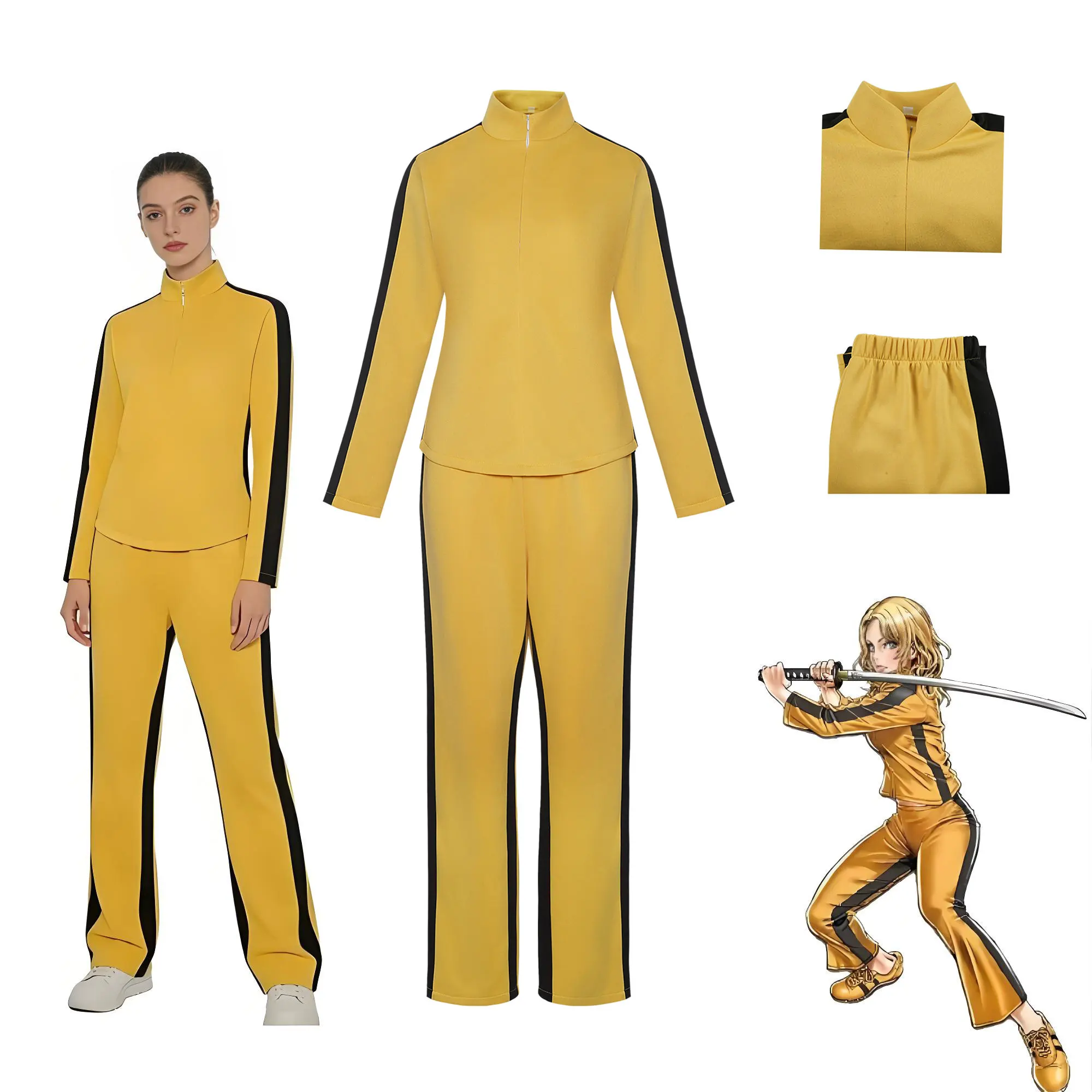 

Women's Classic Yellow Tracksuit Cosplay Costume Halloween Bride Outfit for Comic Con Stage Performance