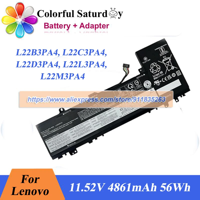 Genuine L22M3PA4 Battery L22B3PA4 L22C3PA4 L22D3PA4 L22L3PA4 for Lenovo IdeaPad Slim 5 14ABR8 14IRL8 14IAH8 Laptop 5B11K39356