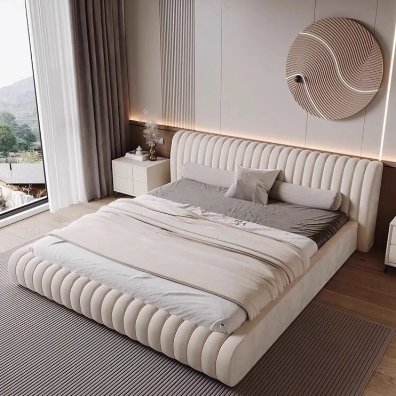 

Confortable European Bed Modern Tatami Soft Designer Wedding Bed Minimalist Genuine Leather Full Body Muebles Bedroom Furniture