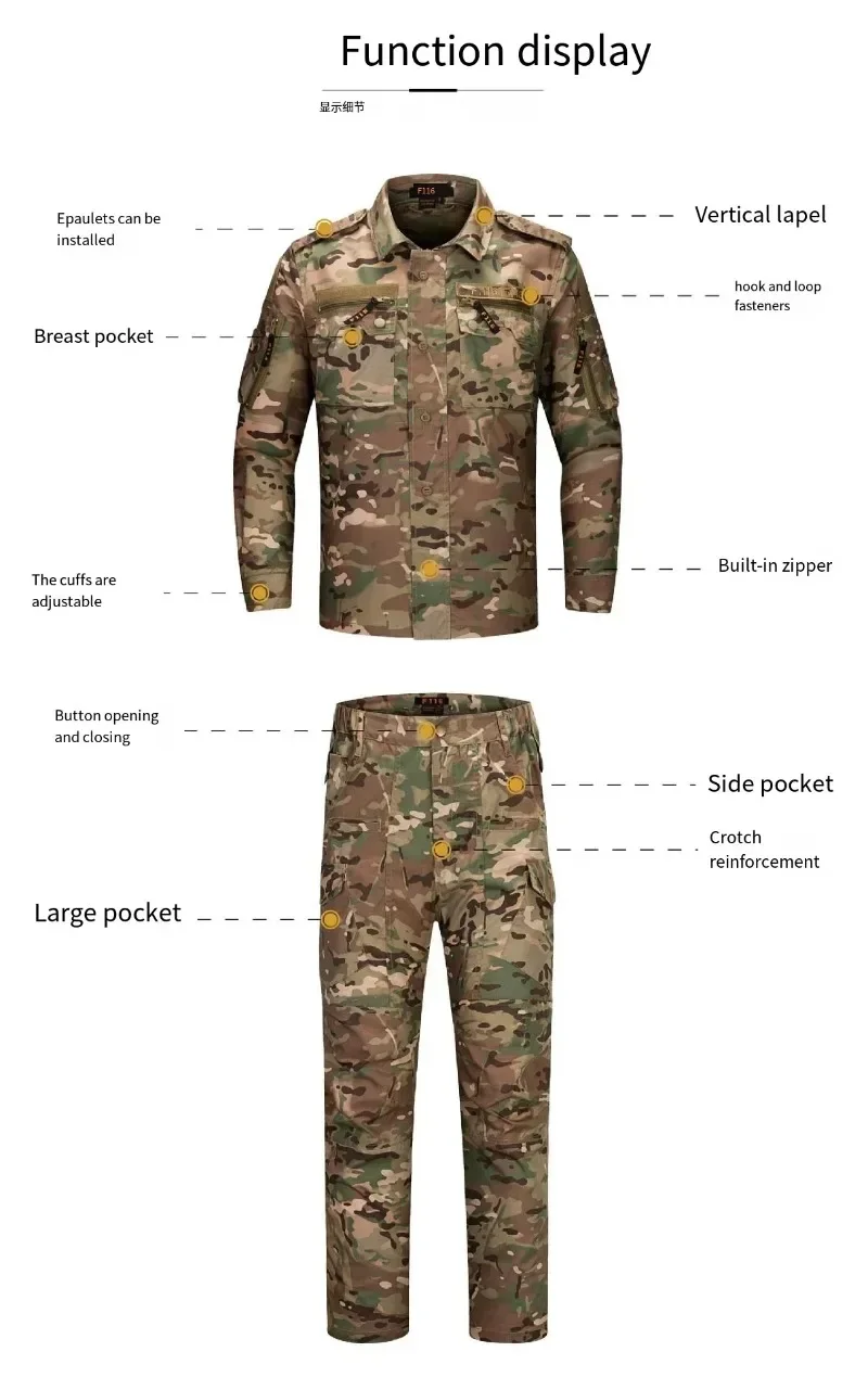 Men's Set Spring and Autumn New Outdoor Work Clothes Wear-resistant and Anti Fouling Camouflage Labor Protective Clothing