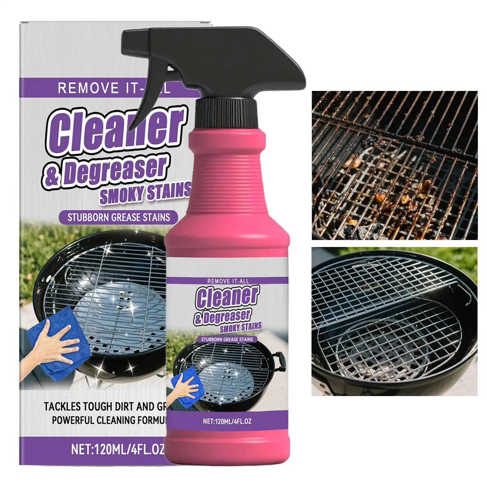 120ml Barbecue Rack Cleaner Powerful Cleaning Stubborn Grease Removes Carbon Deposits Safe for Baking Tray Rack Pot Dish Counter
