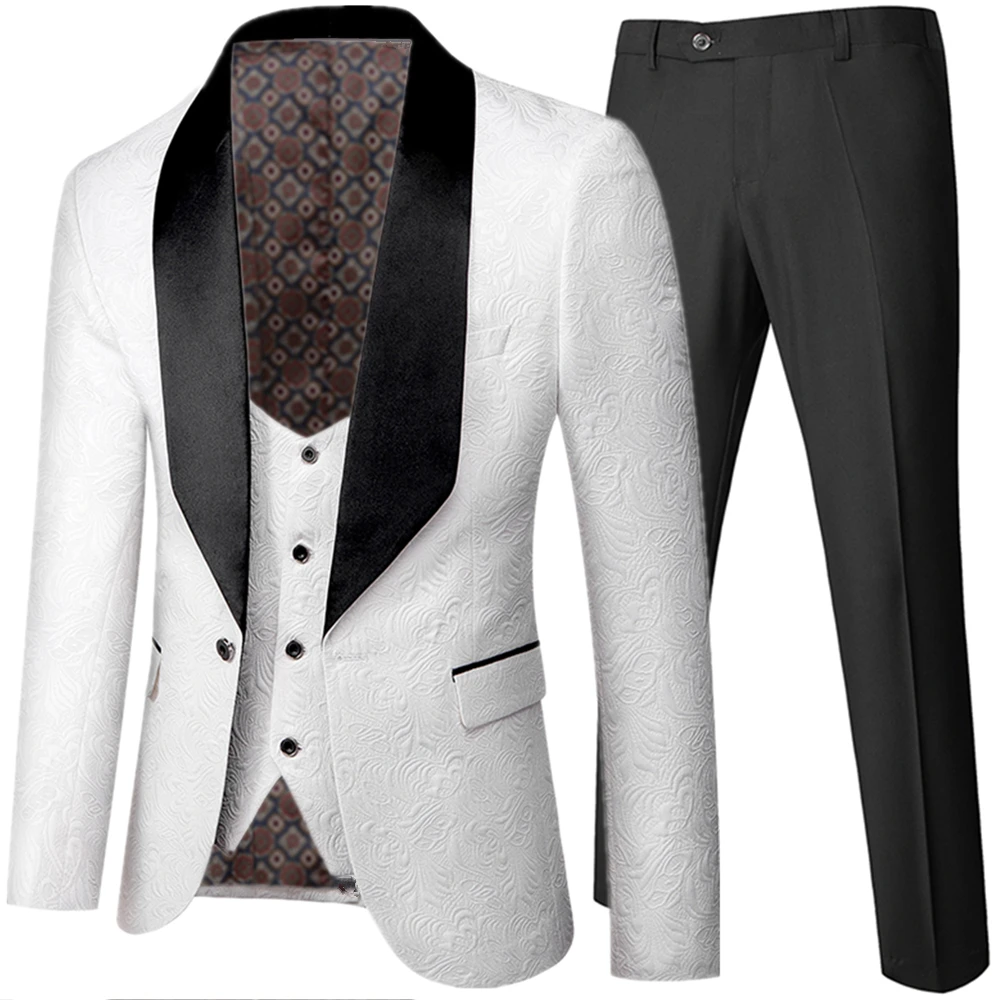 

Banquet Feather Embossing Process Designer Blazer Jacket Pants Vest / Men's 2023 New Suit Coat Waistcoat Trouser 3 Pcs Dress Set