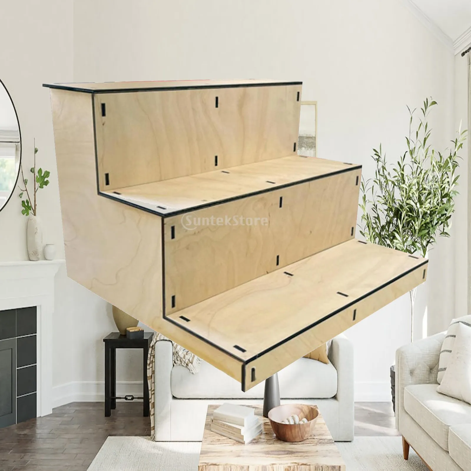 Decorative Display Stand Wooden 3 Tier Goods Display Shelf for Vendor Booth Candles Tumblers Pastry and Craft Show Tables