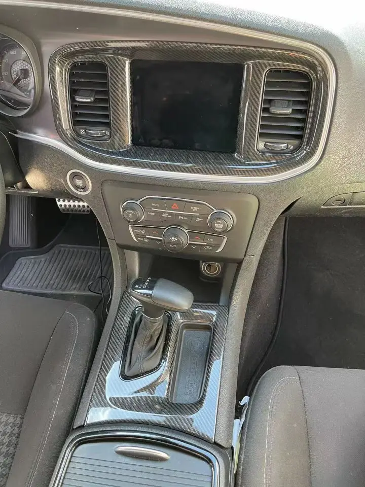 

For Dodge Charger Warhorse Dry Carbon Fiber 2015-2022 Central Control Gear Panel Decorative Frame Central Control Panel