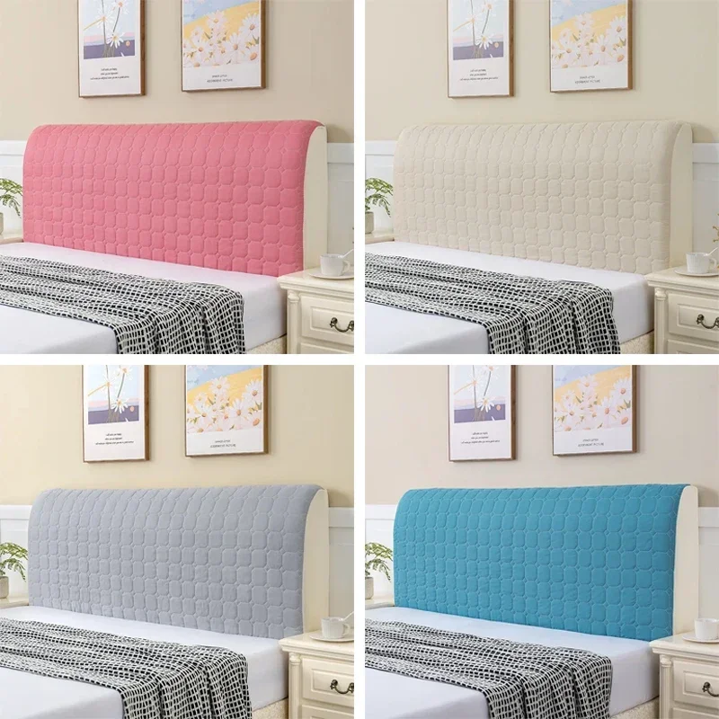 High Grade Short Plush Quilted Headboard Cover Luxury Soft Thick Velvet Bed Head Cover All-inclusive Bedside Protector Cover 1PC