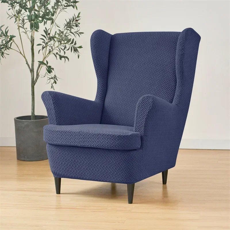 2 teile/satz Jacquard Flügel Stuhl Abdeckungen Einfarbig Stretch Wingback Sessel Schonbezüge Anti-schmutzige Möbel Protector Dekor – Detail 23