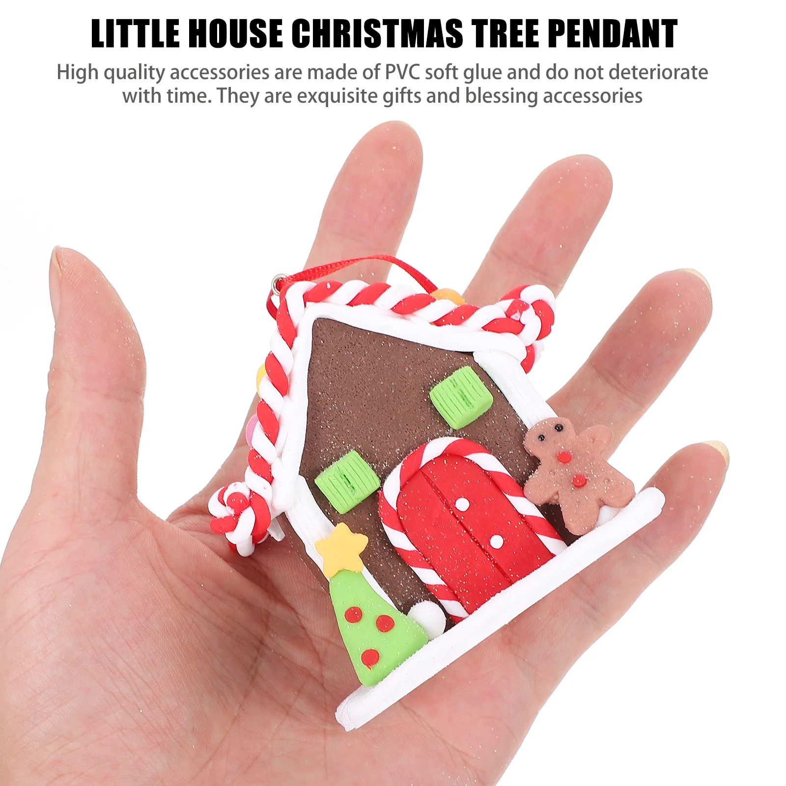 

1pc Christmas House Pendant Decorative Hanging Ornament For Xmas Party Window Display Polymer Clay House Shaped Xmas Scene