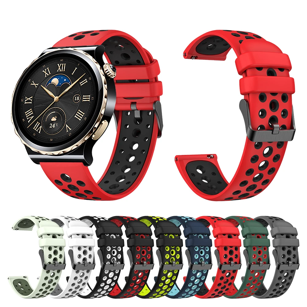 

22mm Strap for Huawei watch GT4 46mm watch GT3 SE Sports Silicone two color band for Huawei Watch3 pro new Black White 20mm band