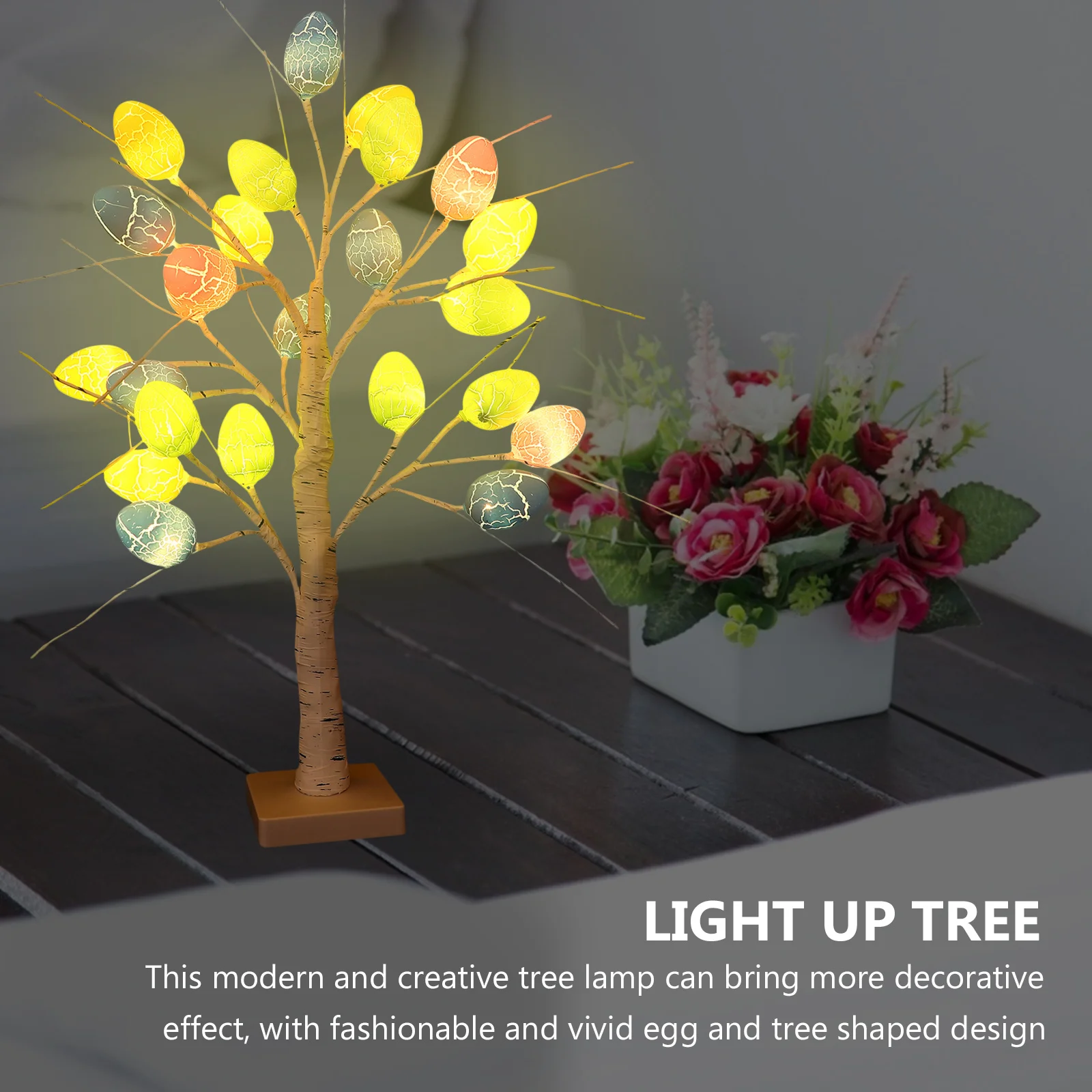 

Egg Tree LED Light 24 Beads Table Lamp Indoor Decorative Lighted Tree Living Room Bedroom Restaurant Coffee Shop Centerpieces