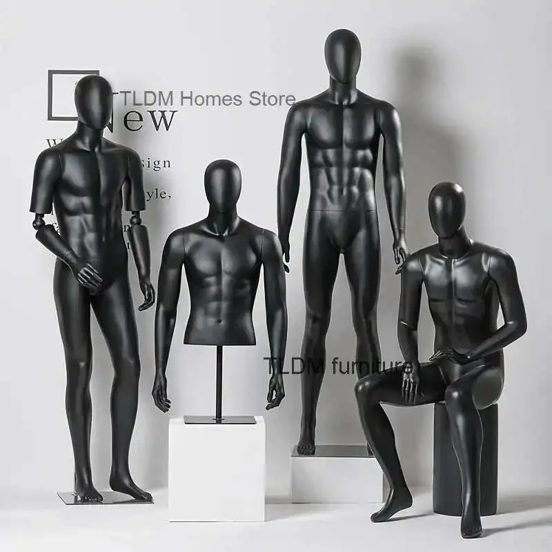 

Dumb Black Mannequin Full Body Men's Clothing Store Men's Model Display Stand Clothing Store High-end Dummy Male Mannequin Stand