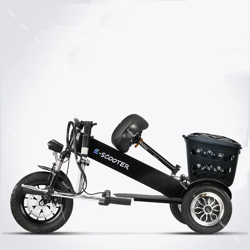 3 Wheel 2 Seats Folding Mobility Electric Scooter Waterproof For Adults City Lightweight 500 W Mini Fat Tire Electric Tricycle