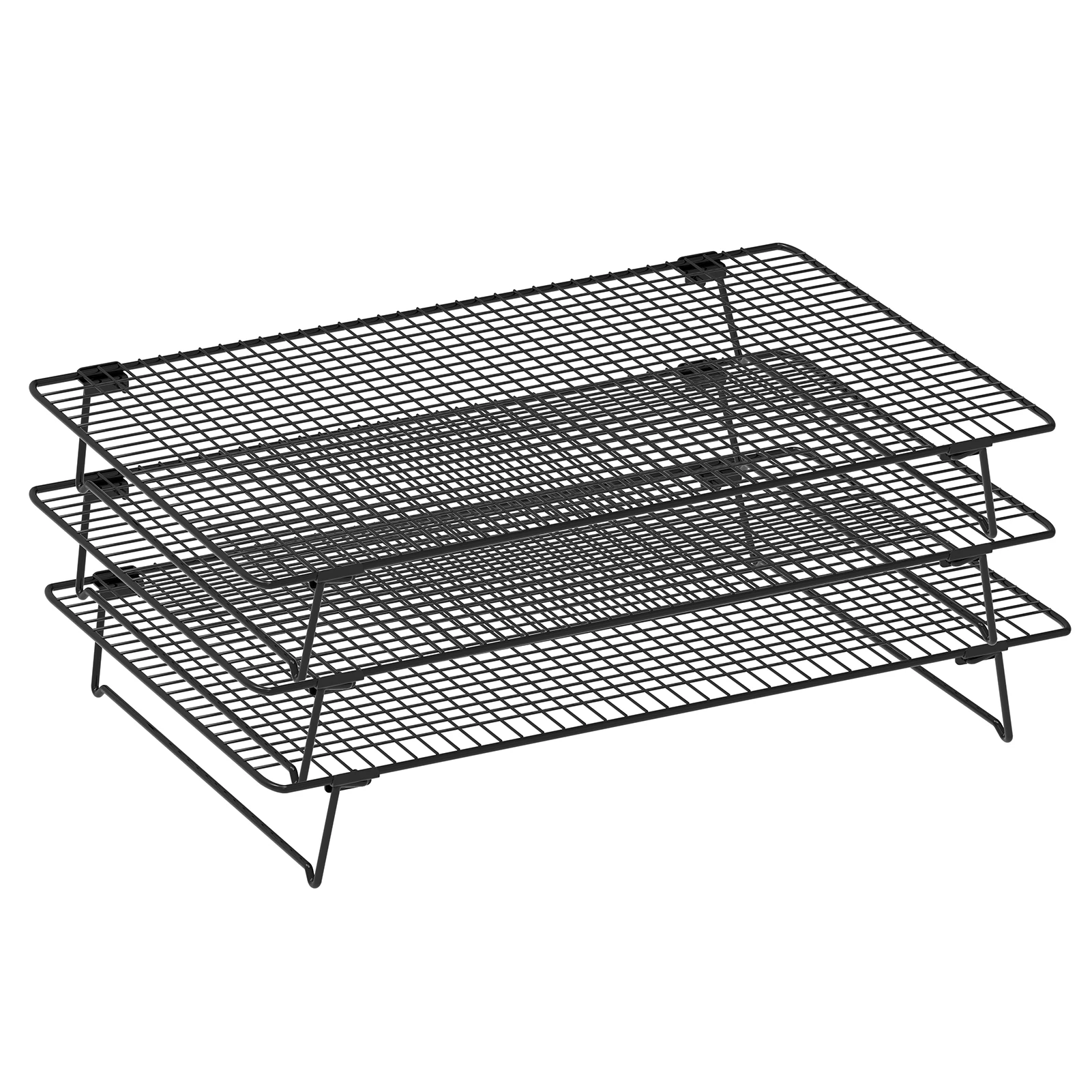 3 Tier Stackable Cooling Racks for Cooking Baking Roasting, Multi-Level Collapsible Cookie Rack with legs for Cooling Cake Pizza