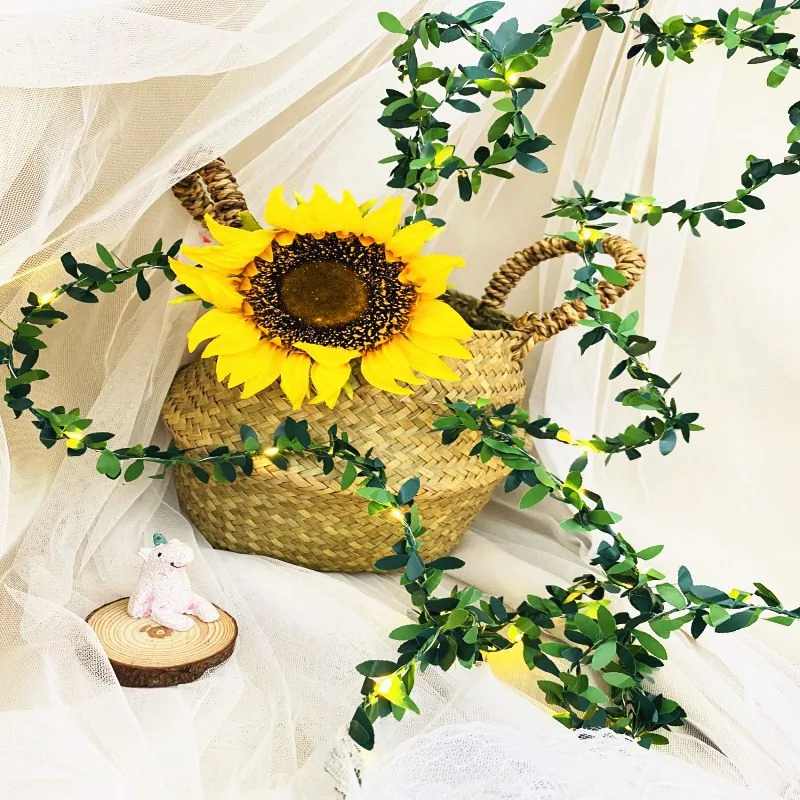 Battery  Artificial Green Leaf Flower String Lights - 2m/5m/10m Wedding Garland Fairy Home  Hanging Decoration