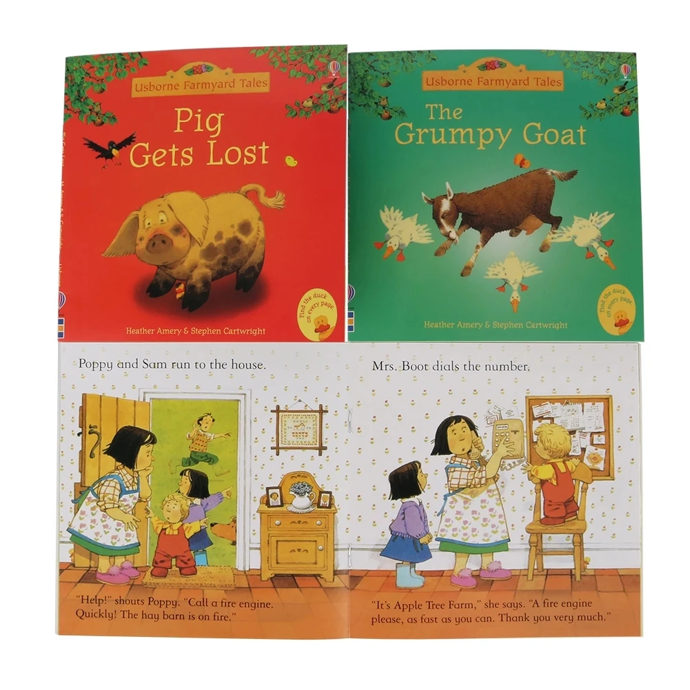 Juego de 20 libros de la serie Usborne Farmyard Tales para niños y bebés, libro de imágenes en inglés, lectura de padres e hijos, 15x15cm