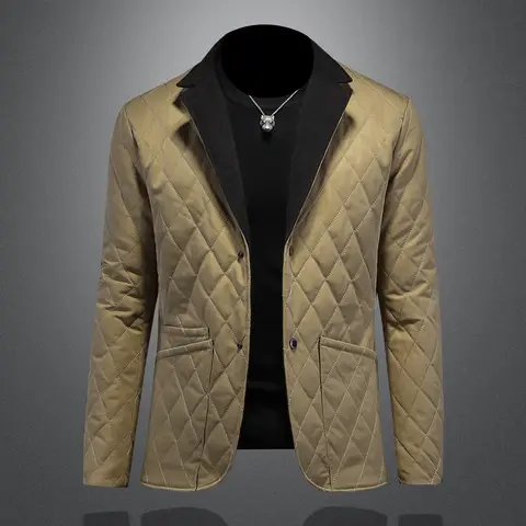 Minglu White Duck Down Men's Blazers Autumn Winter Solid Color Single Breasted Casual Man Coats Fashion Man Overcoats 4XL