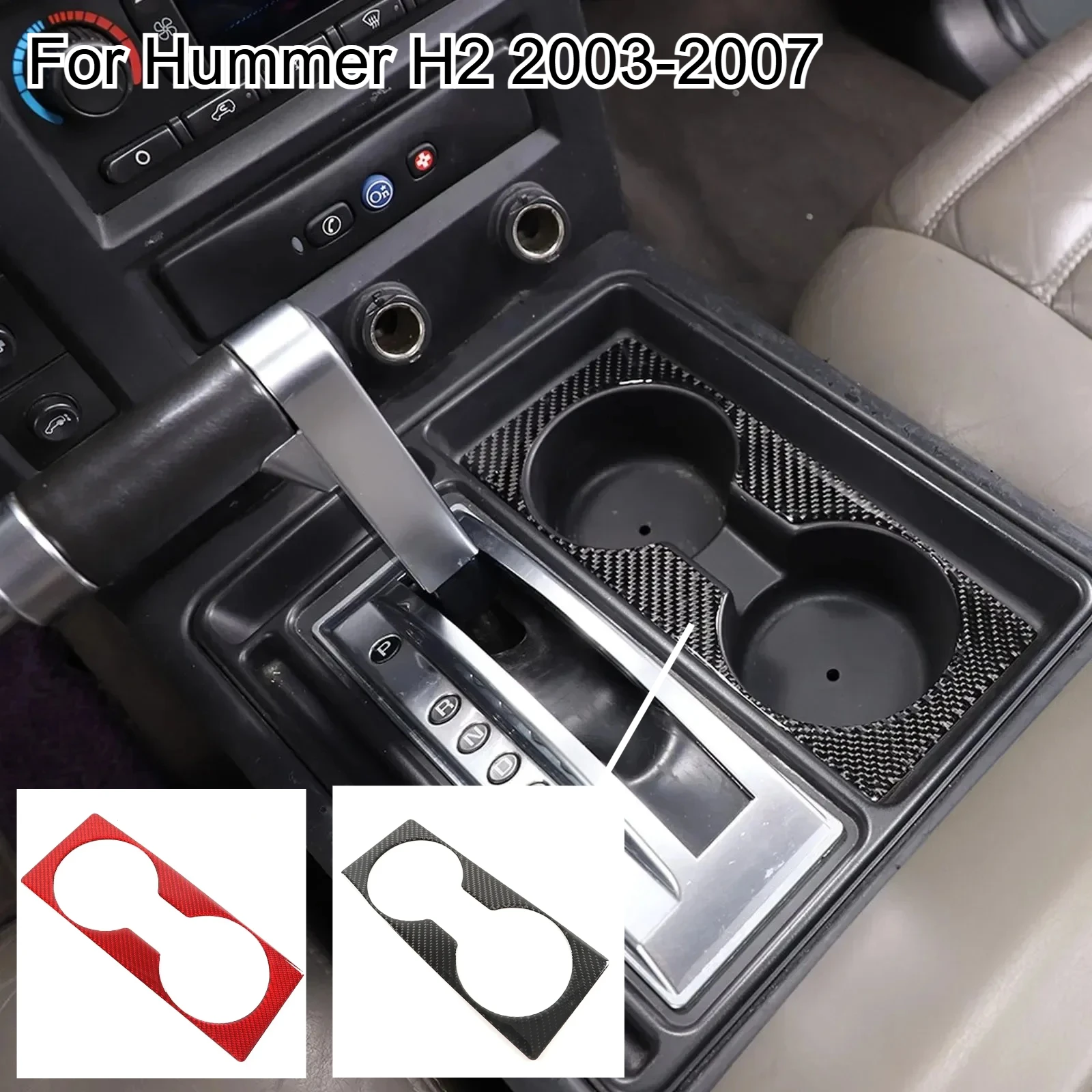 

Fit For Hummer H2 2003-07 Soft Carbon Fiber Car Central Control Water Cup Holder Panel Decorative Sticker Interior Accessories