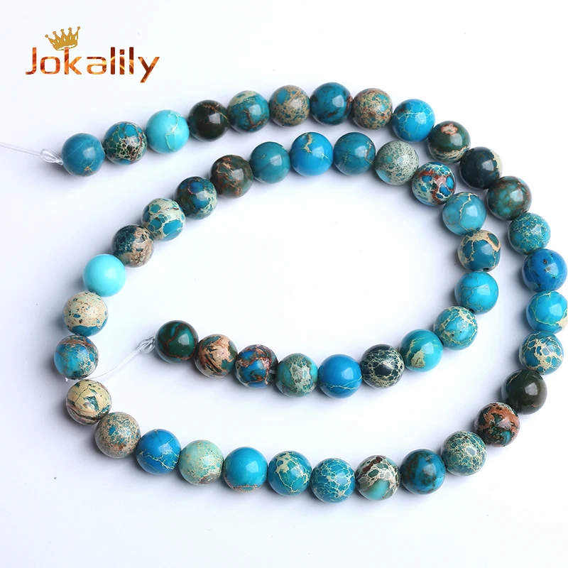 Natural Blue Imperial Jasper Stone Round Beads For Jewelry Making DIY Bracelets Necklaces Handmade Loose Beads 4 6 8 10 12mm 15\